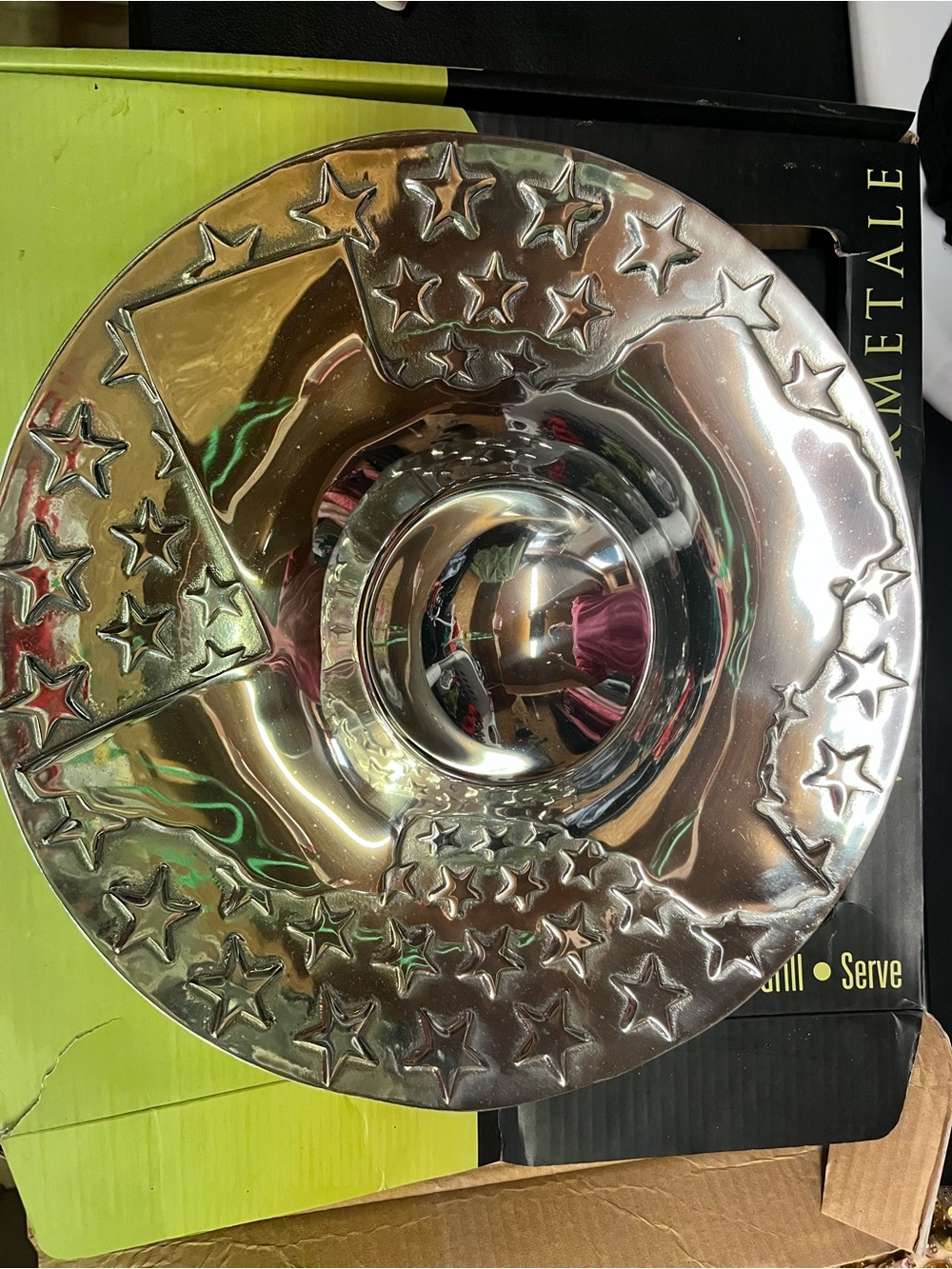 Wilton Armetale Silver Embossed Star Serving Bowl